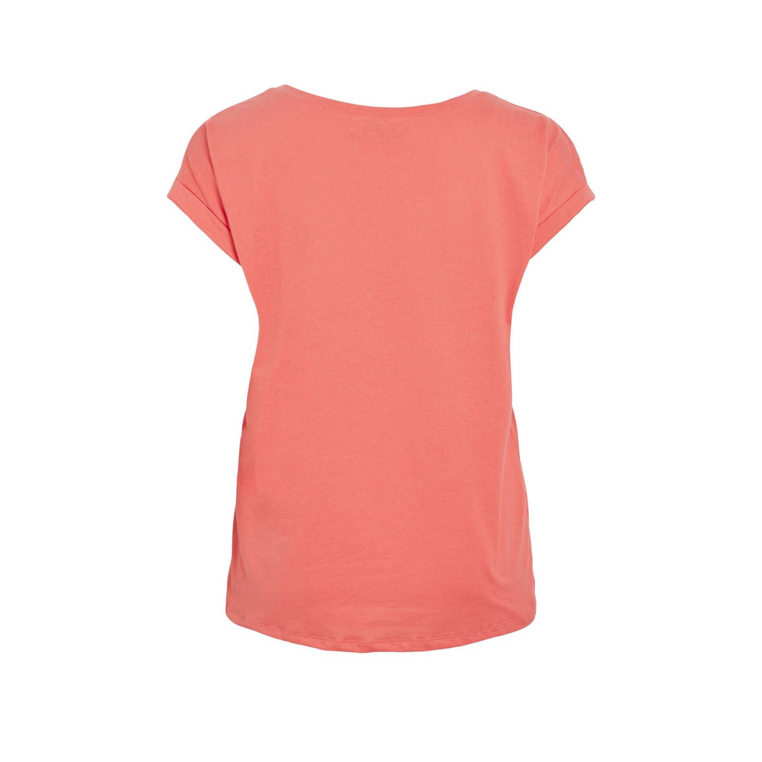 VILA T-shirt koraalrood