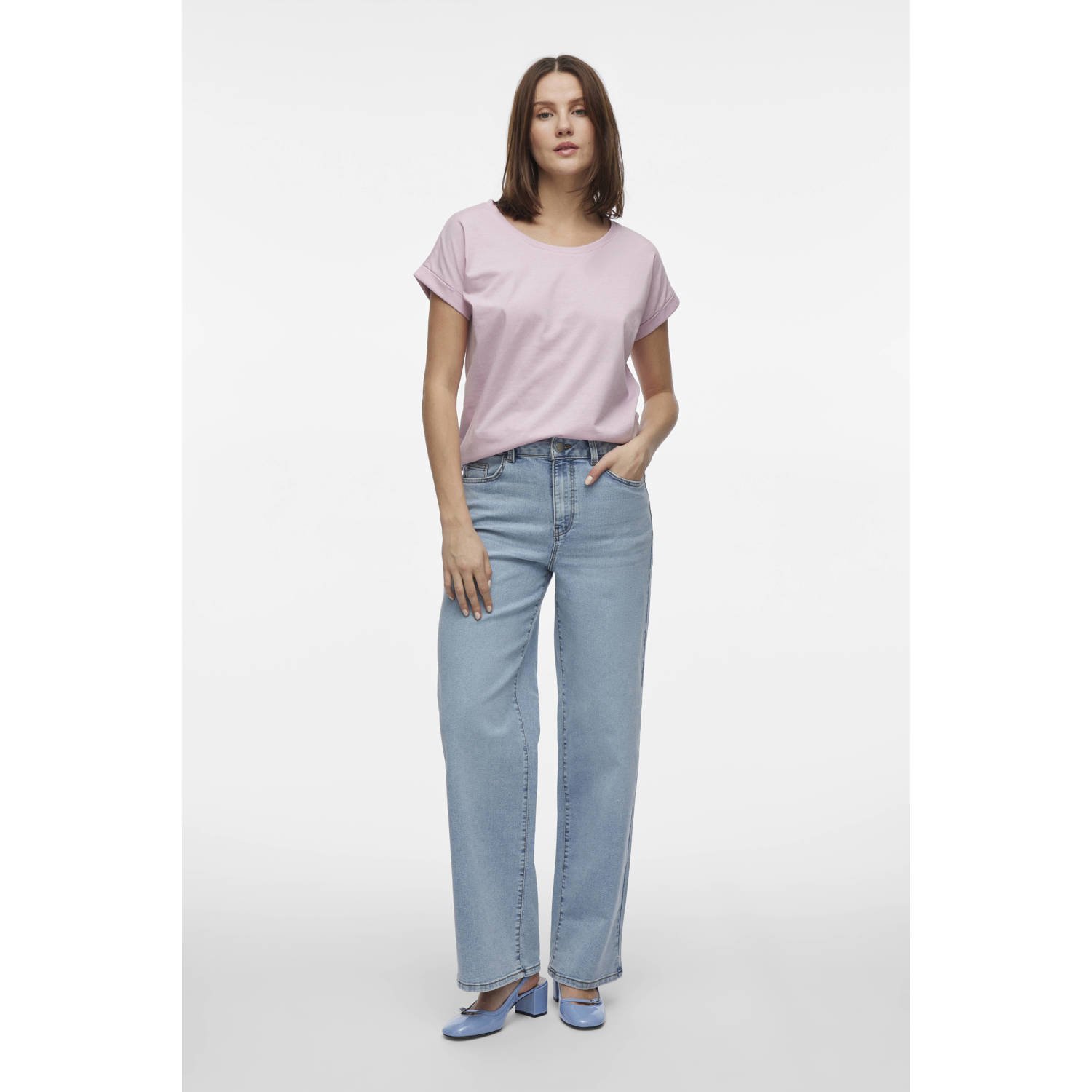 VILA T-shirt lichtroze