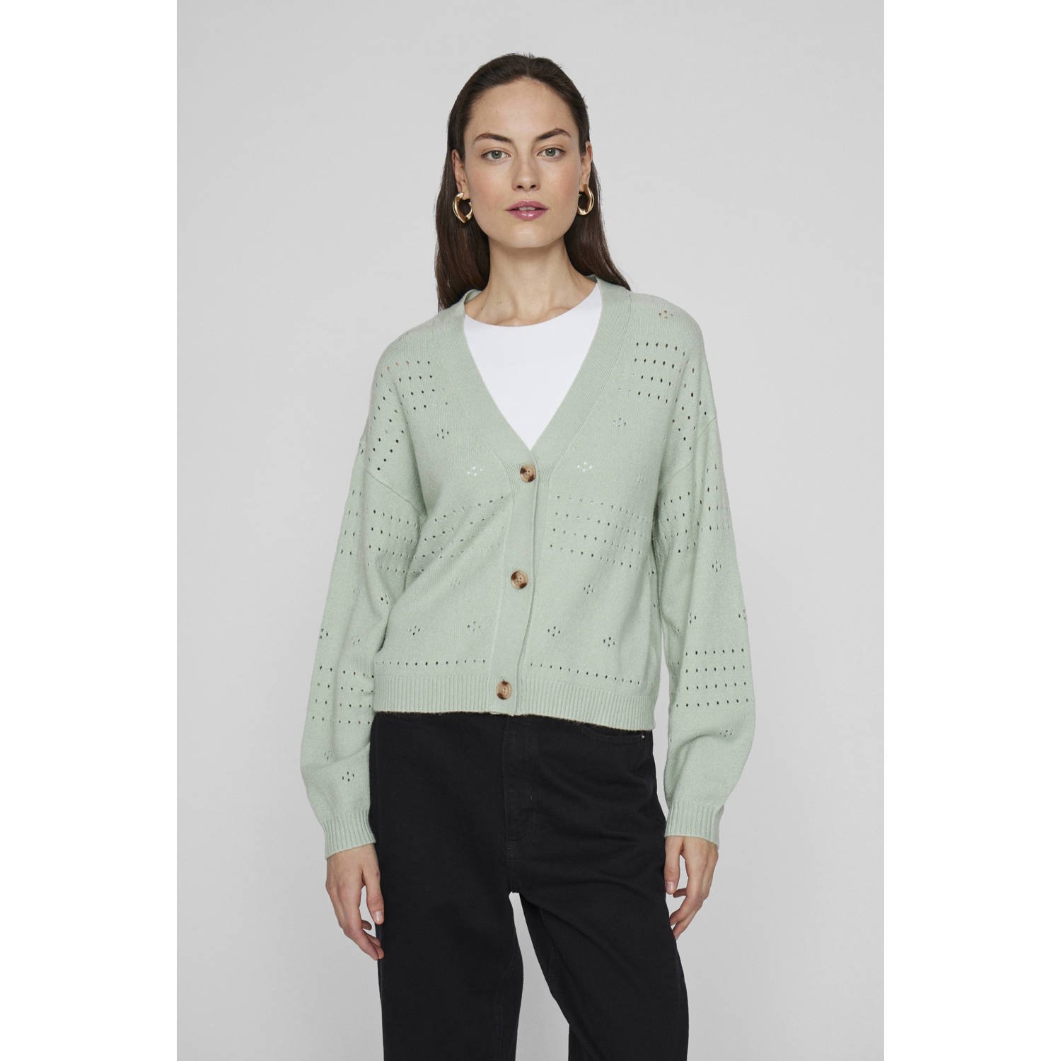 Vila Cardigan met broderie anglaise model 'RIL'