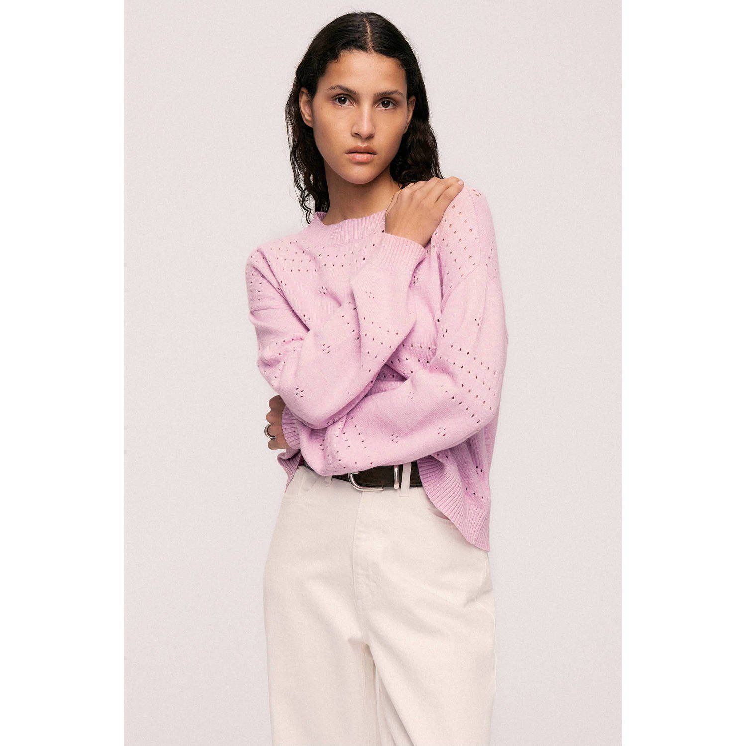 Vila Gebreide pullover met broderie anglaise model 'RIL'
