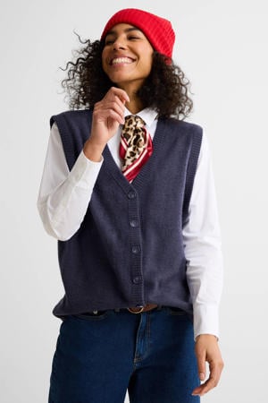 gebreide gilet donkerblauw