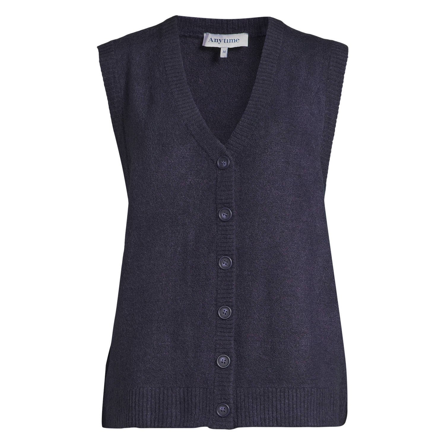 Anytime gebreide gilet donkerblauw