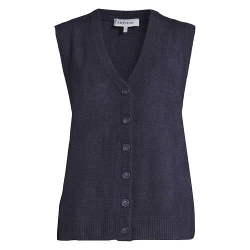 anytime gebreide gilet donkerblauw afbeelding