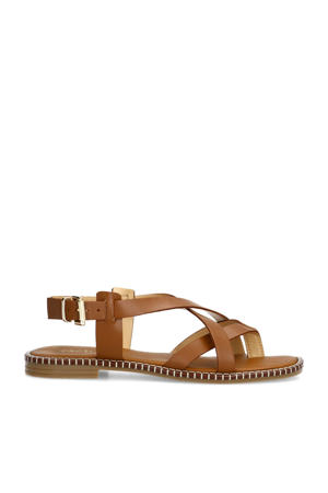   leren sandalen cognac