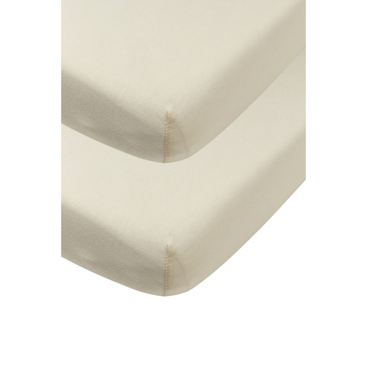 Meyco jersey hoeslaken ledikant set van 2 soft sand