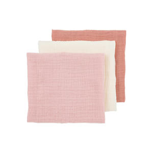 pre-washed hydrofiele doek - soft rose/rose/natural (set van 3)