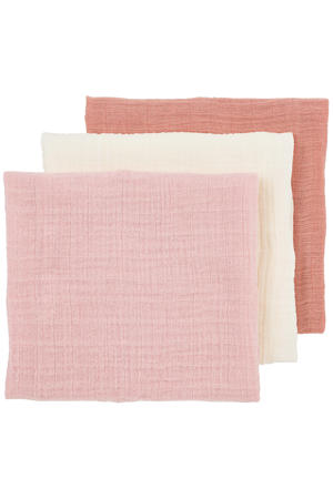 pre-washed hydrofiele doek - soft rose/rose/natural (set van 3)
