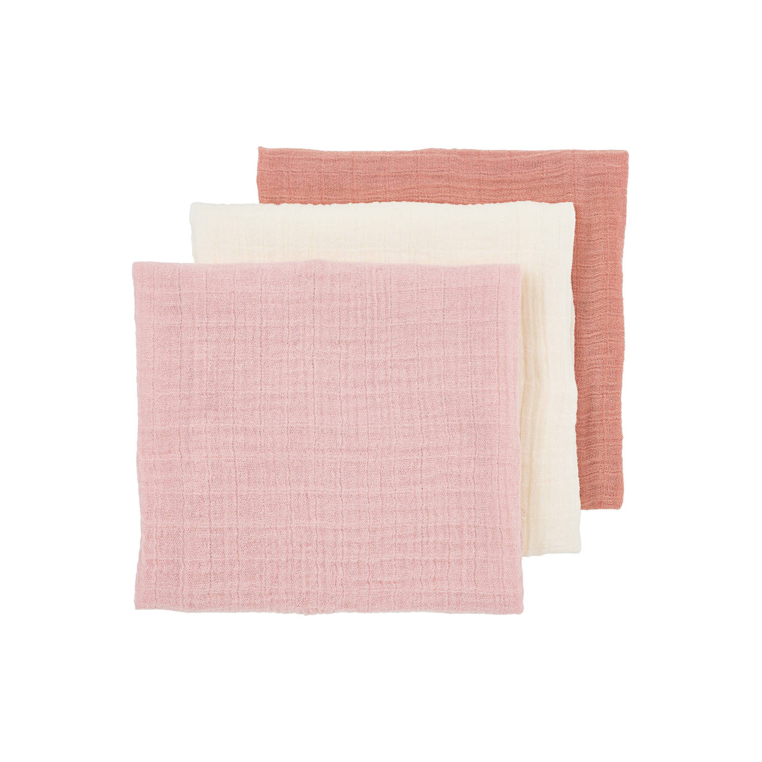 Meyco pre-washed hydrofiele doek set van 3 soft rose rose natural