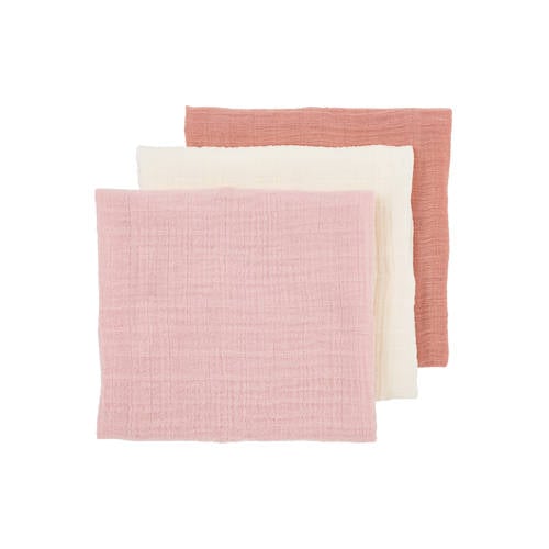 Meyco pre-washed hydrofiele doek - set van 3 soft rose/rose/natural afbeelding