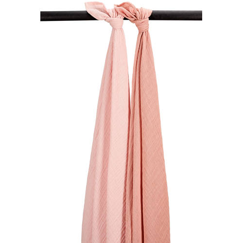 Meyco pre-washed hydrofiele swaddle - set van 2 soft rose/rose afbeelding