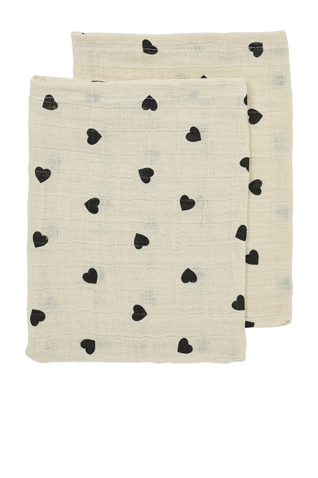 Meyco pre-washed hydrofiel washandje Sweet Heart - soft sand/black (set van 2)