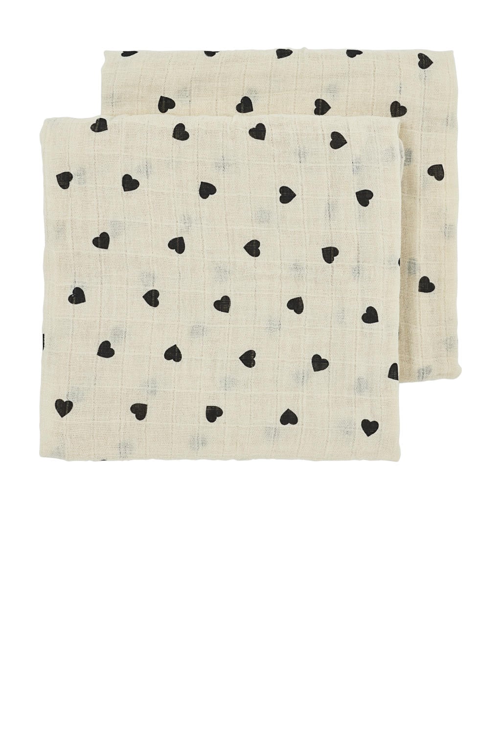 Meyco pre-washed hydrofiel doek Sweet Heart - soft sand/black (set van 2)