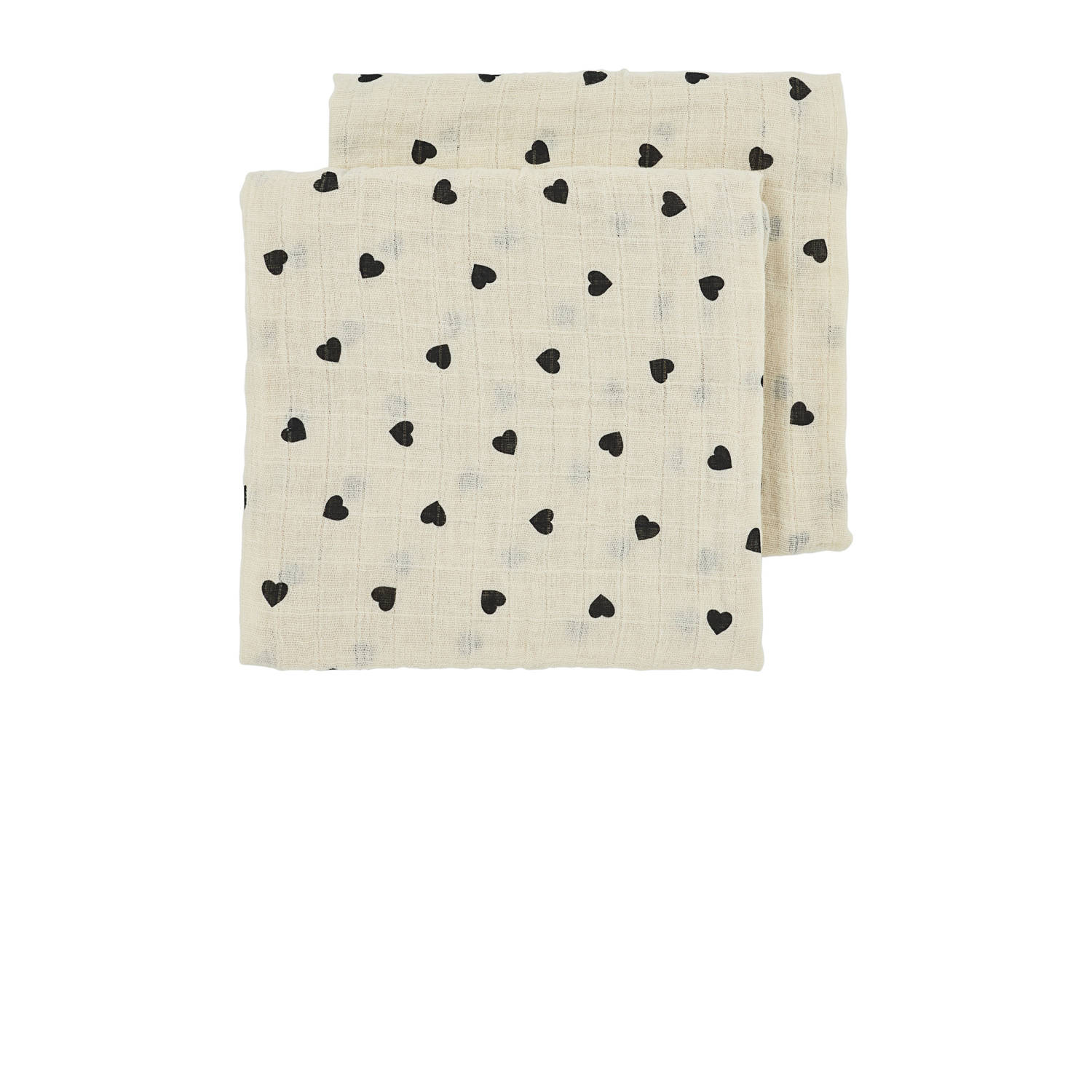 Meyco pre-washed hydrofiel doek Sweet Heart set van 2 soft sand black