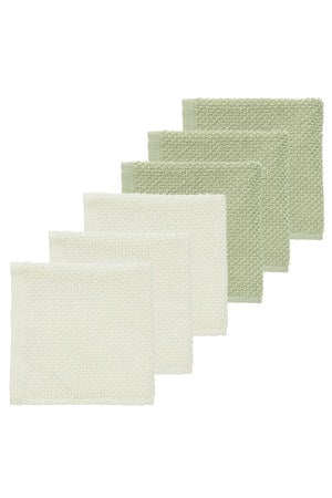monddoekje Popcorn - natural/soft olive (set van 6)