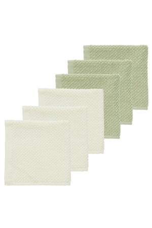 monddoekje Popcorn - natural/soft olive (set van 6)