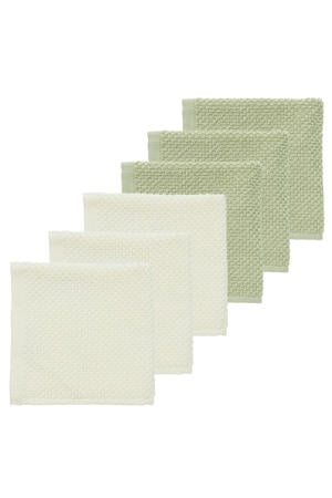 monddoekje Popcorn - natural/soft olive (set van 6)