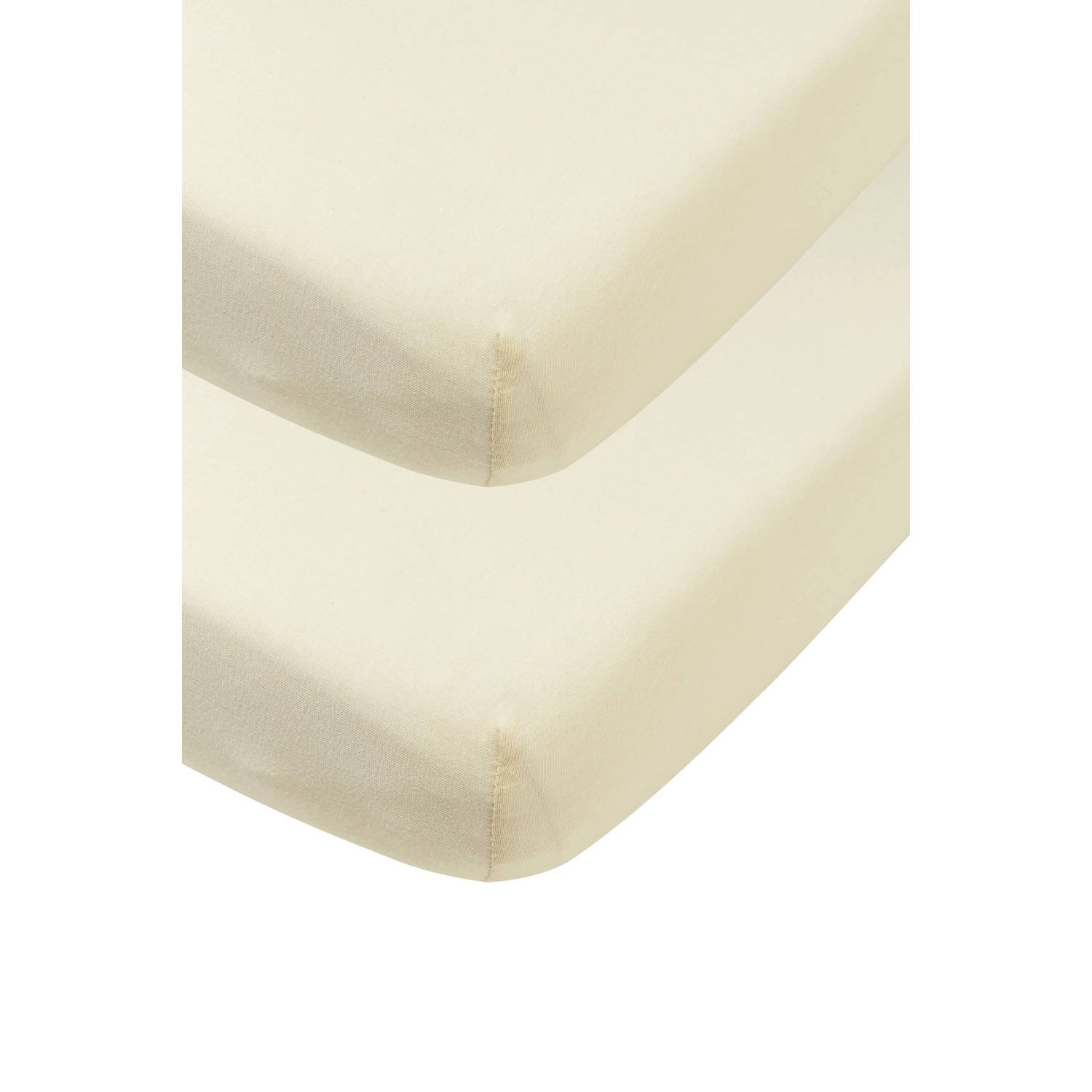 Meyco jersey hoeslaken ledikant set van 2 nature