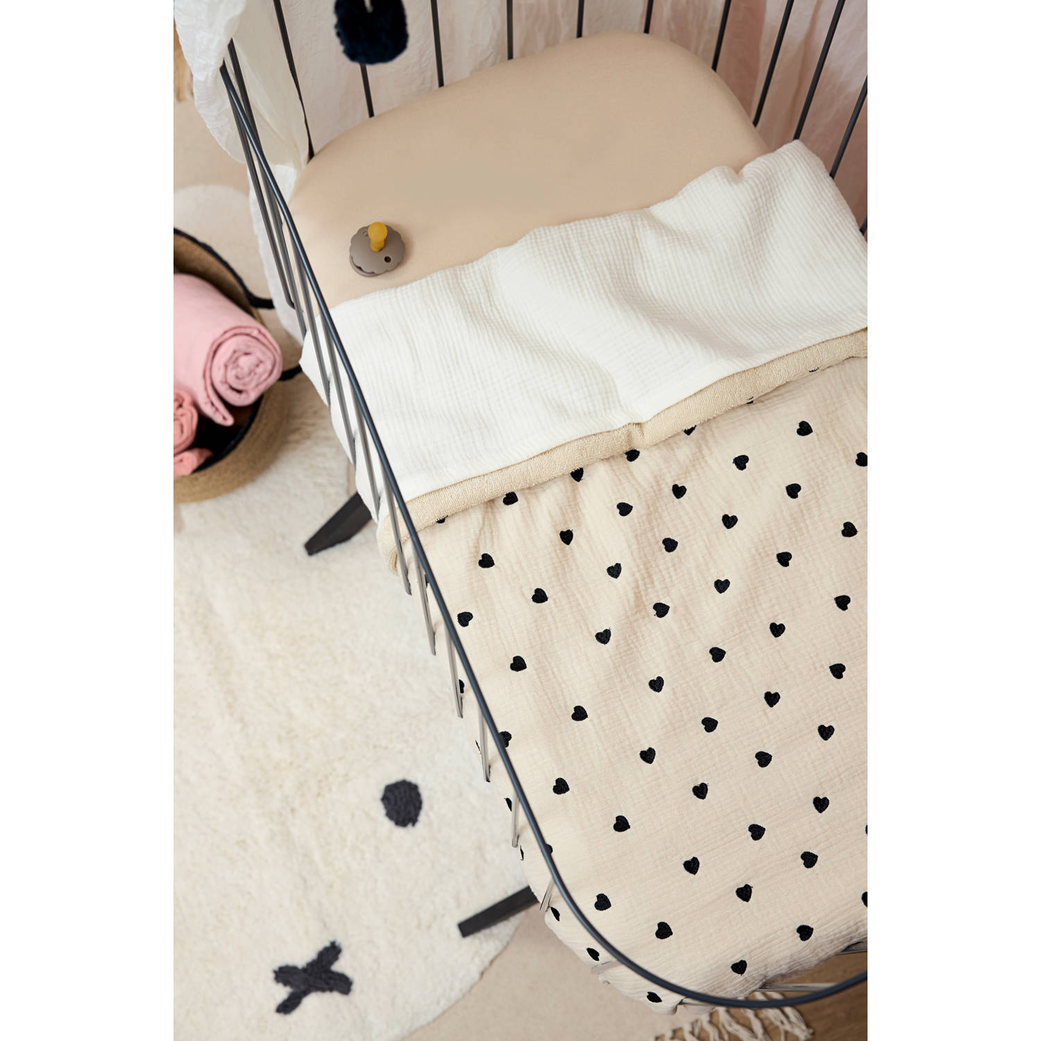 Meyco pre-washed hydrofiel wiegdeken Sweet Heart soft sand
