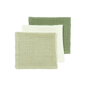 pre-washed hydrofiel monddoekje - natural/soft olive/olive green (set van 3)