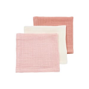 pre-washed hydrofiel monddoekje - soft rose/rose/natural (set van 3)