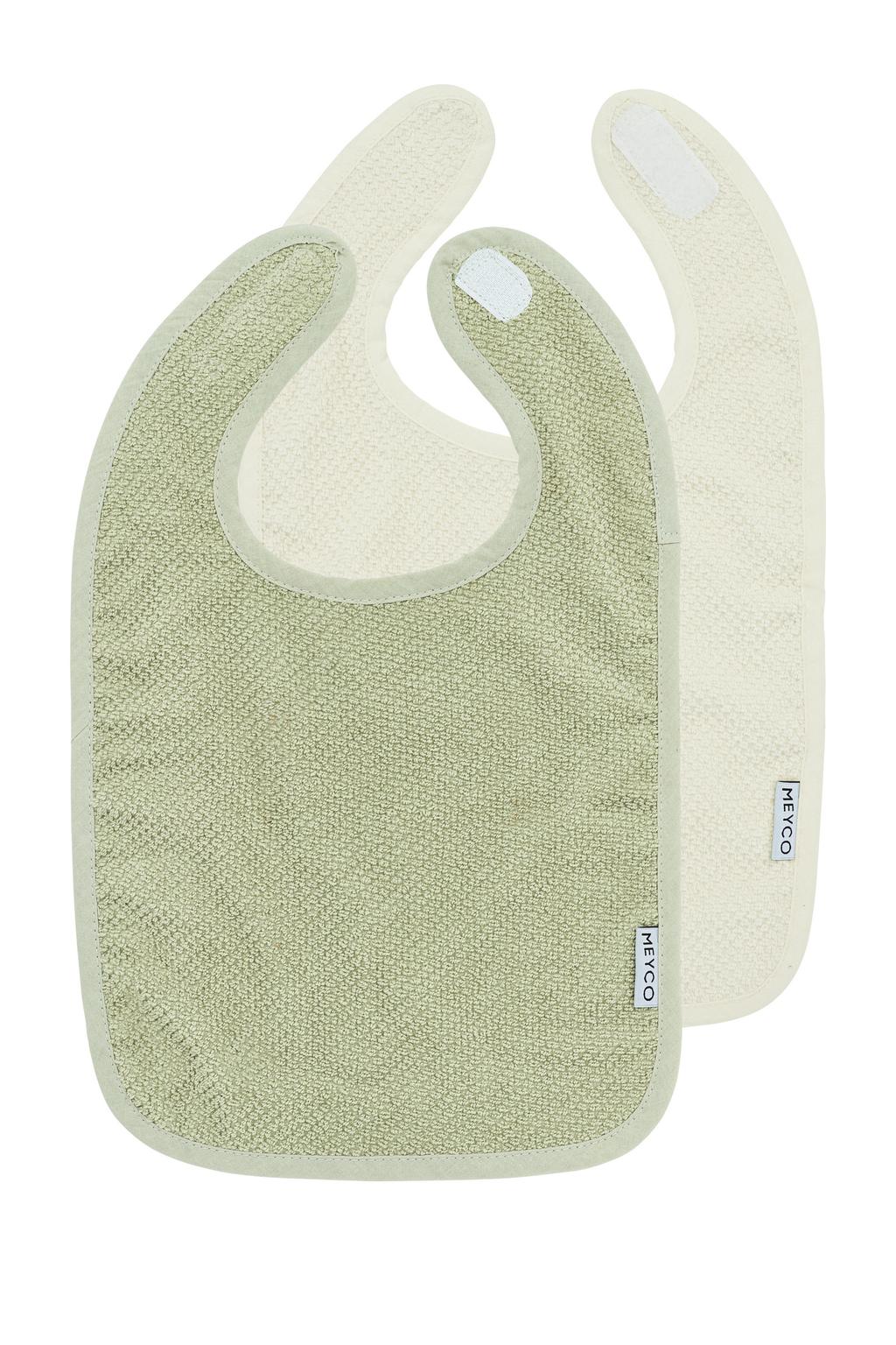 Meyco slab Popcorn - natural/soft olive (set van 2)