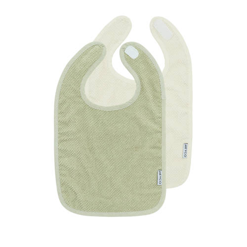 Meyco slab Popcorn - set van 2 natural/soft olive afbeelding