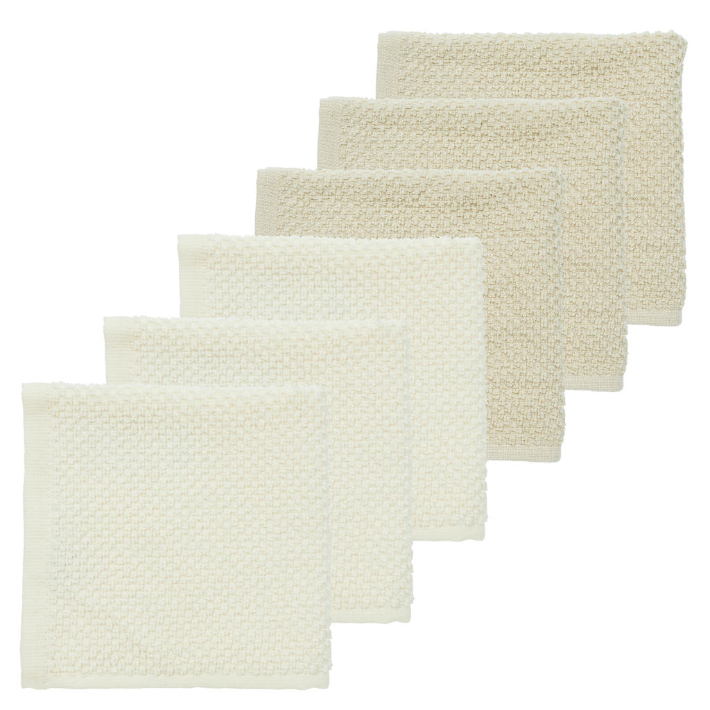 Meyco monddoekje Popcorn - natural/soft sand (set van 6)
