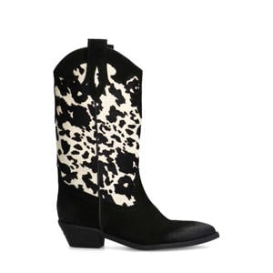 suède cowboylaarzen zwart/wit