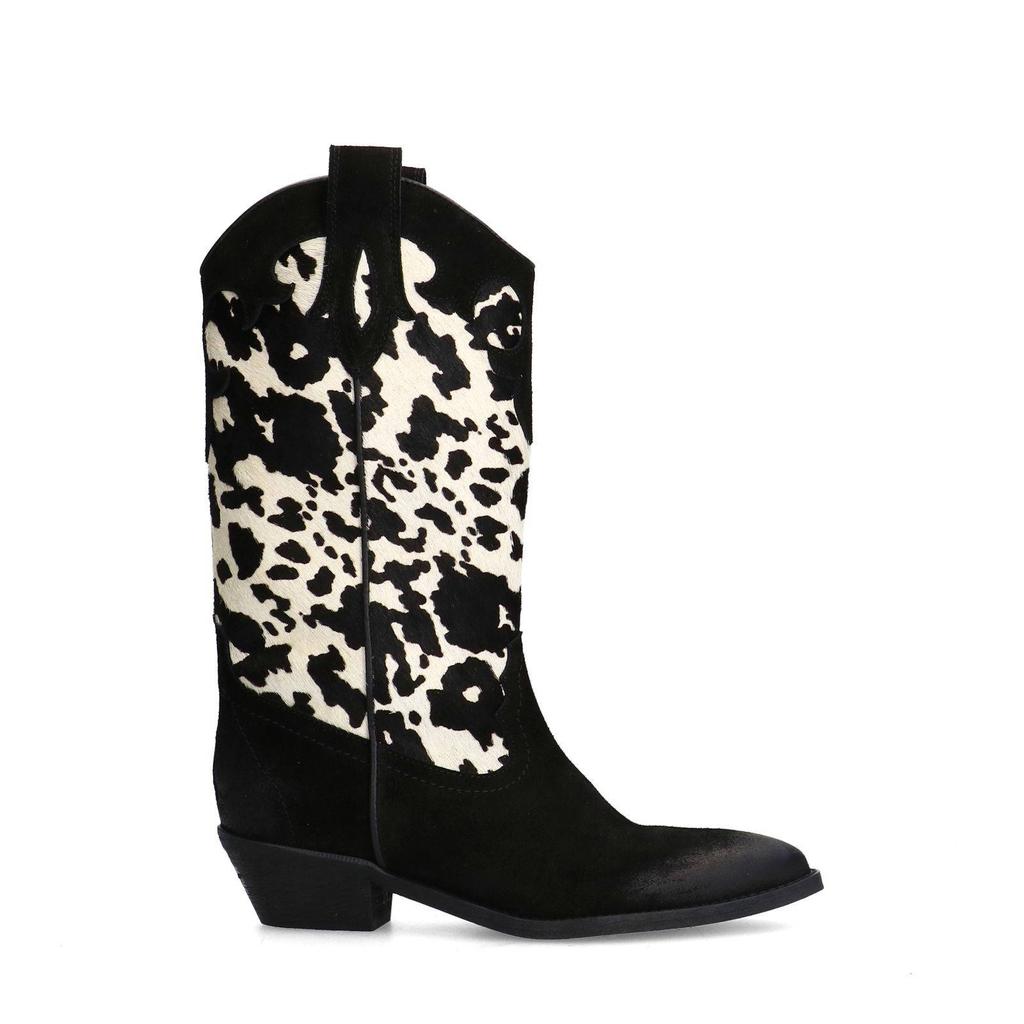 Zwart en witte dames Sacha suède cowboylaarzen