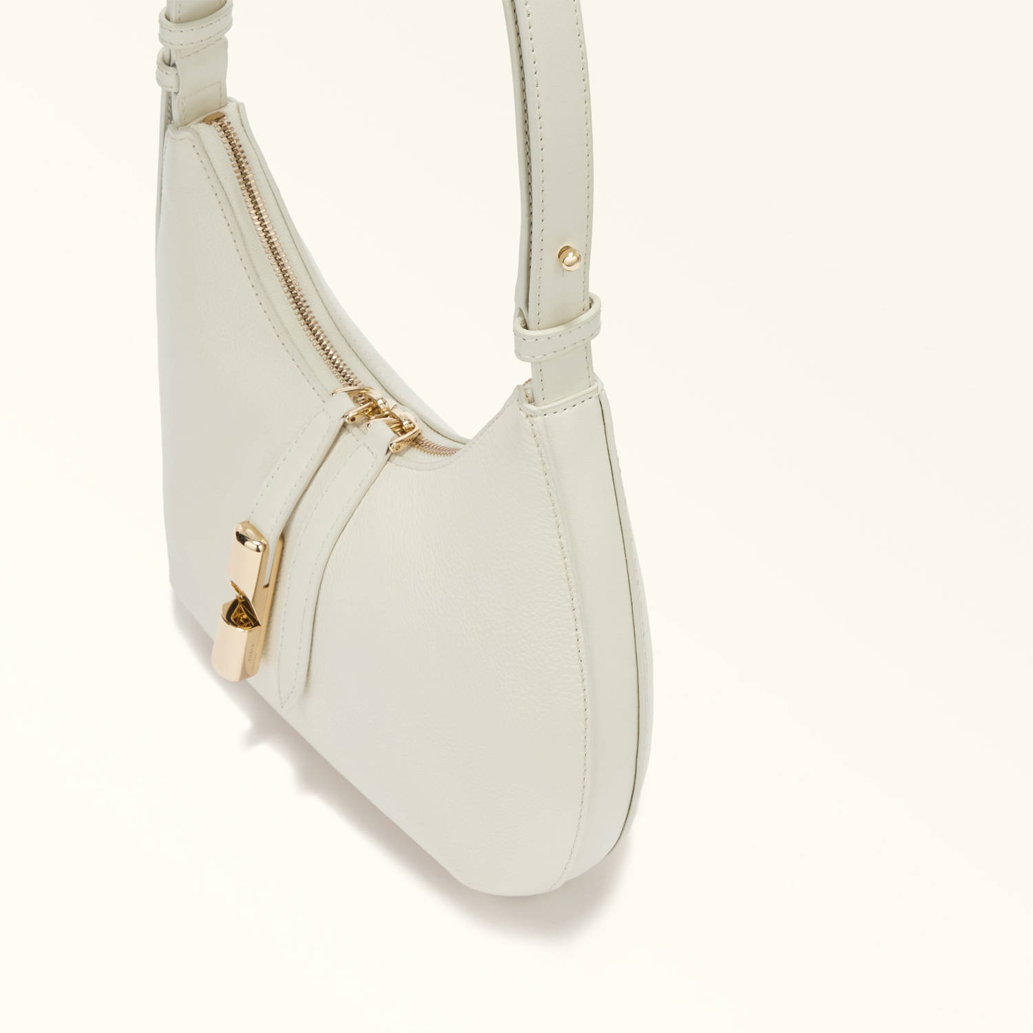 Furla leren schoudertas Goccia S ecru