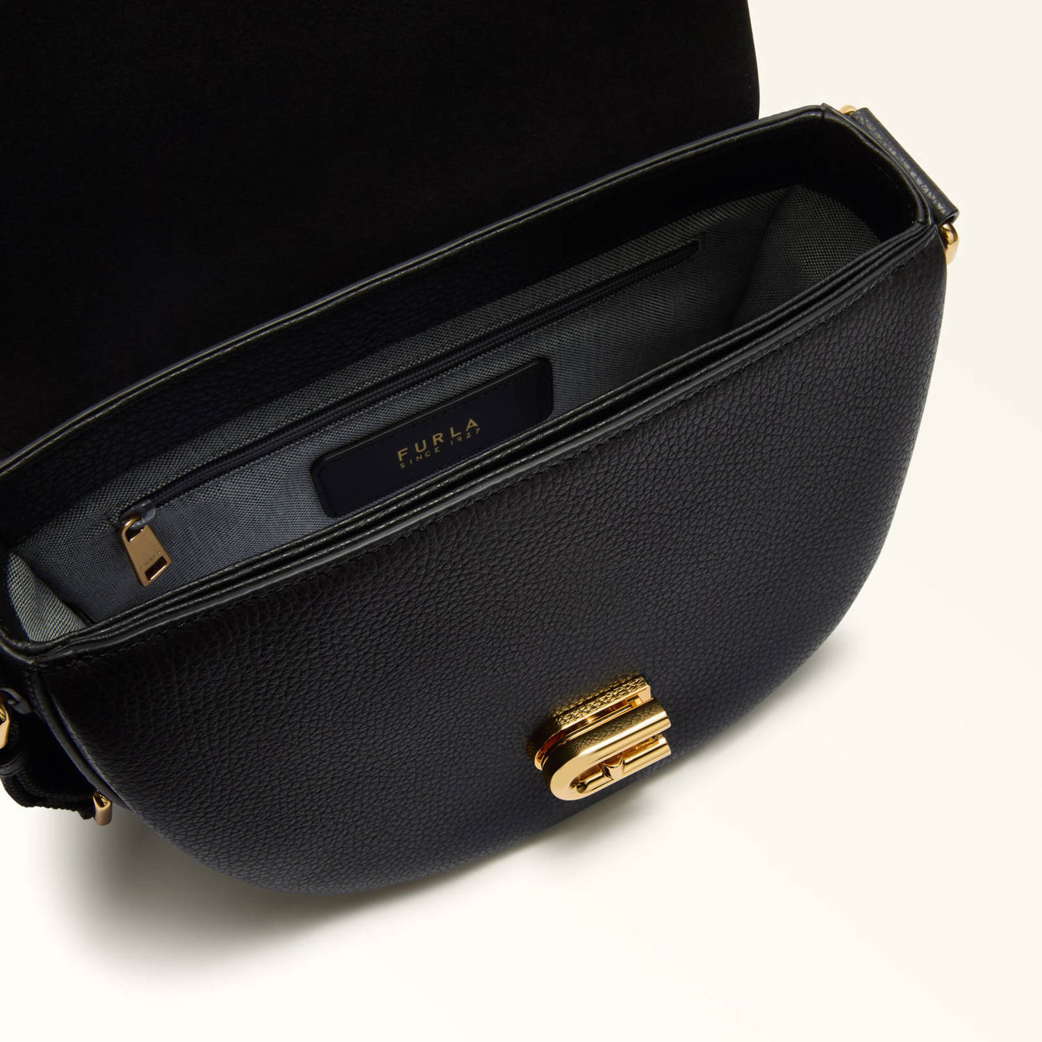 Furla leren crossbody tas Lotus Mini zwart