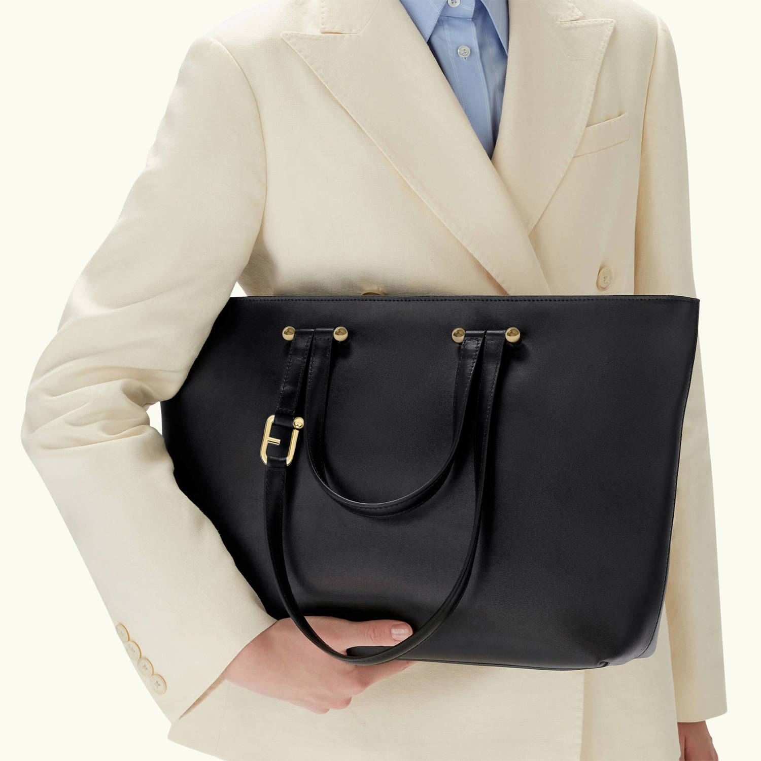 Furla leren shopper Duetto L zwart