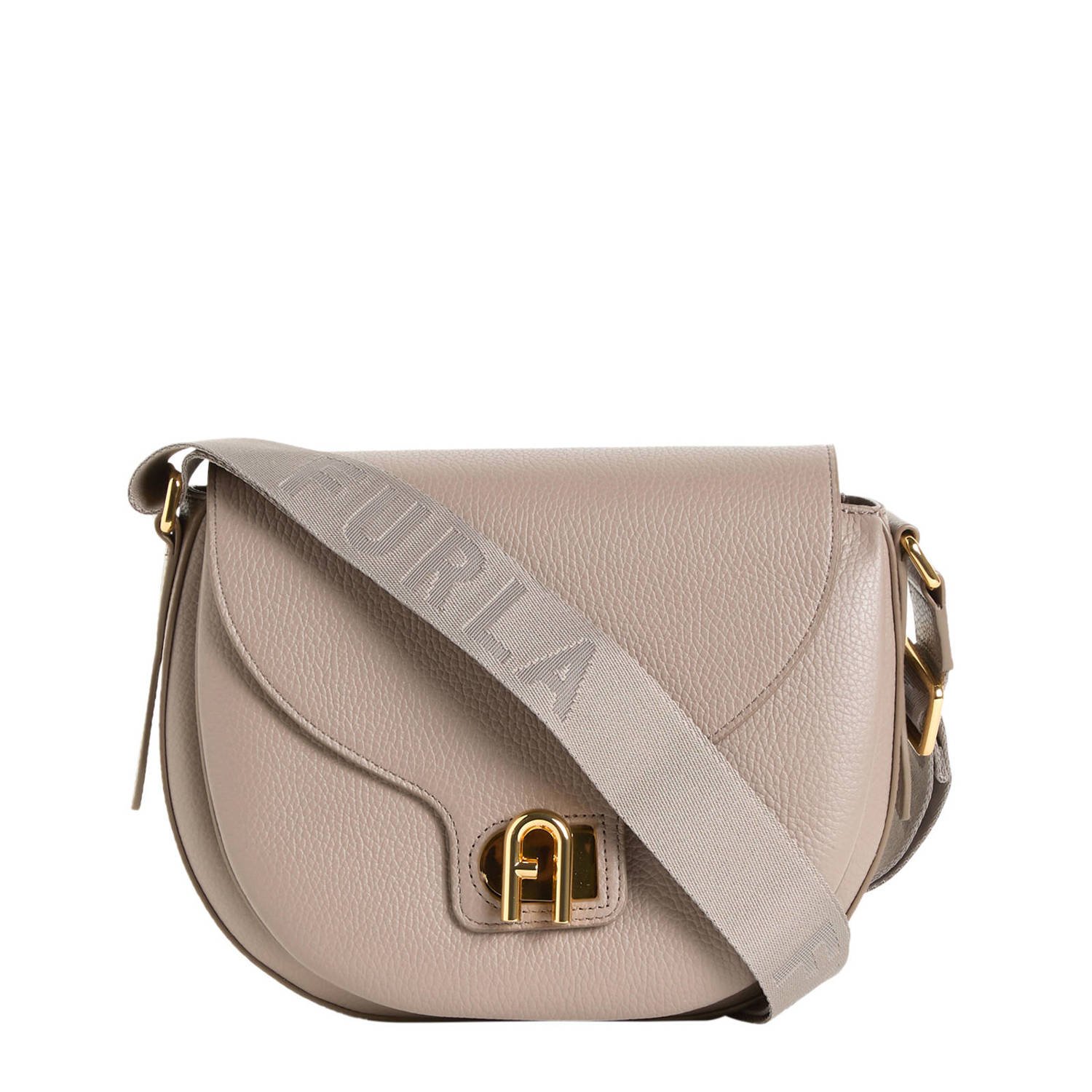 Furla leren crossbody tas Lotus S taupe