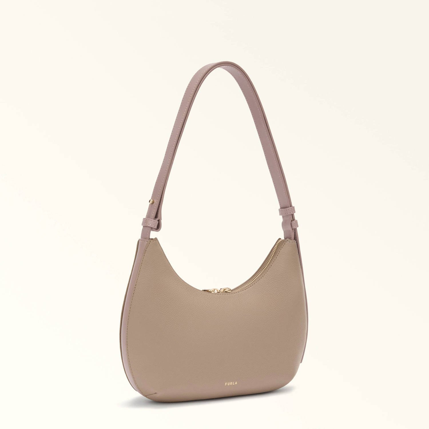 Furla leren schoudertas Goccia S taupe
