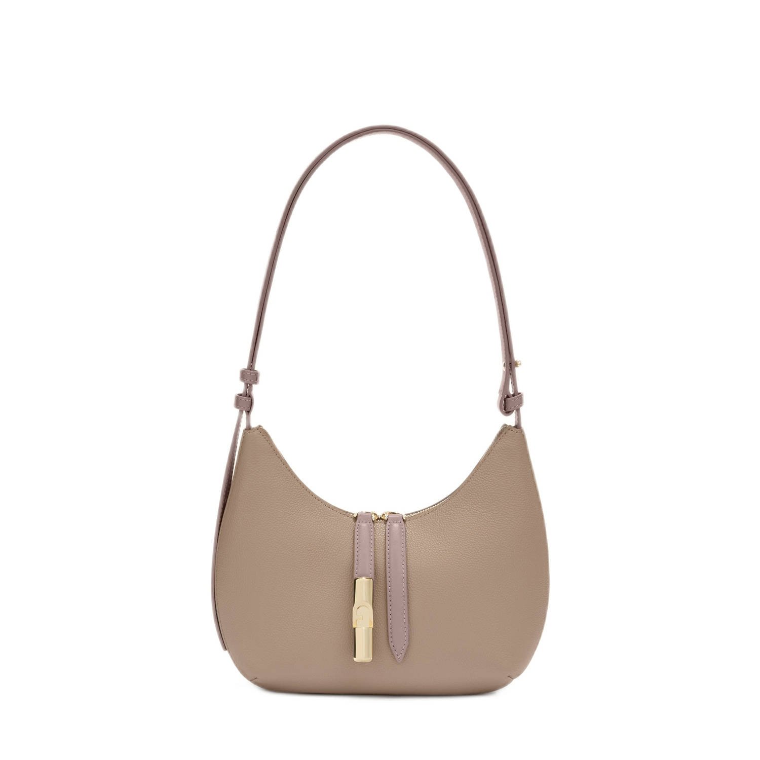 Furla leren schoudertas Goccia S taupe