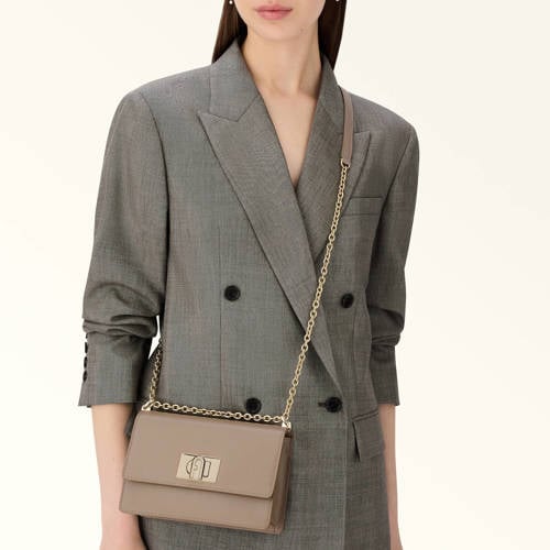 Furla leren crossbody tas 1927 Mini taupe afbeelding