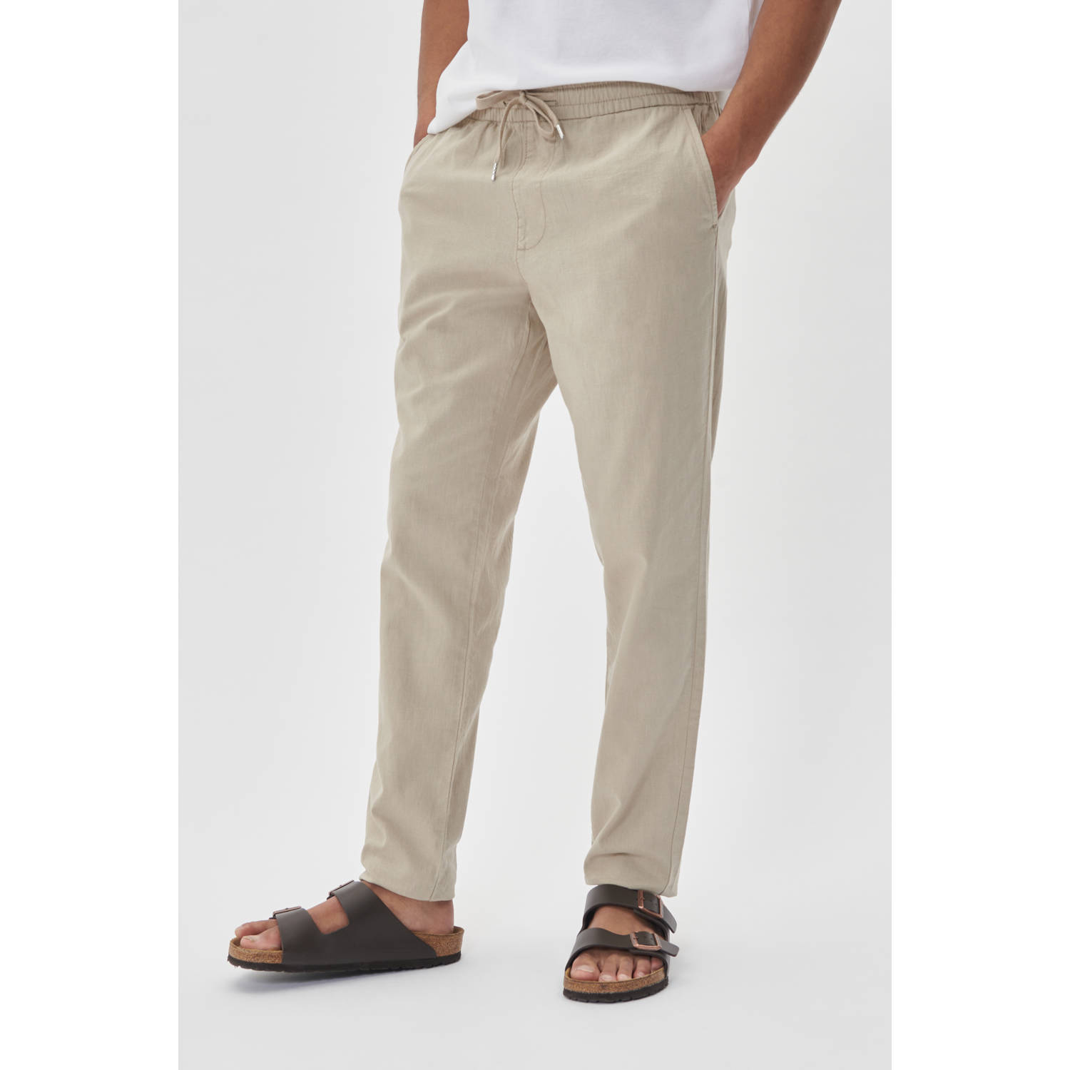 Matinique Regular fit linnen broek met elastische band model 'barton'