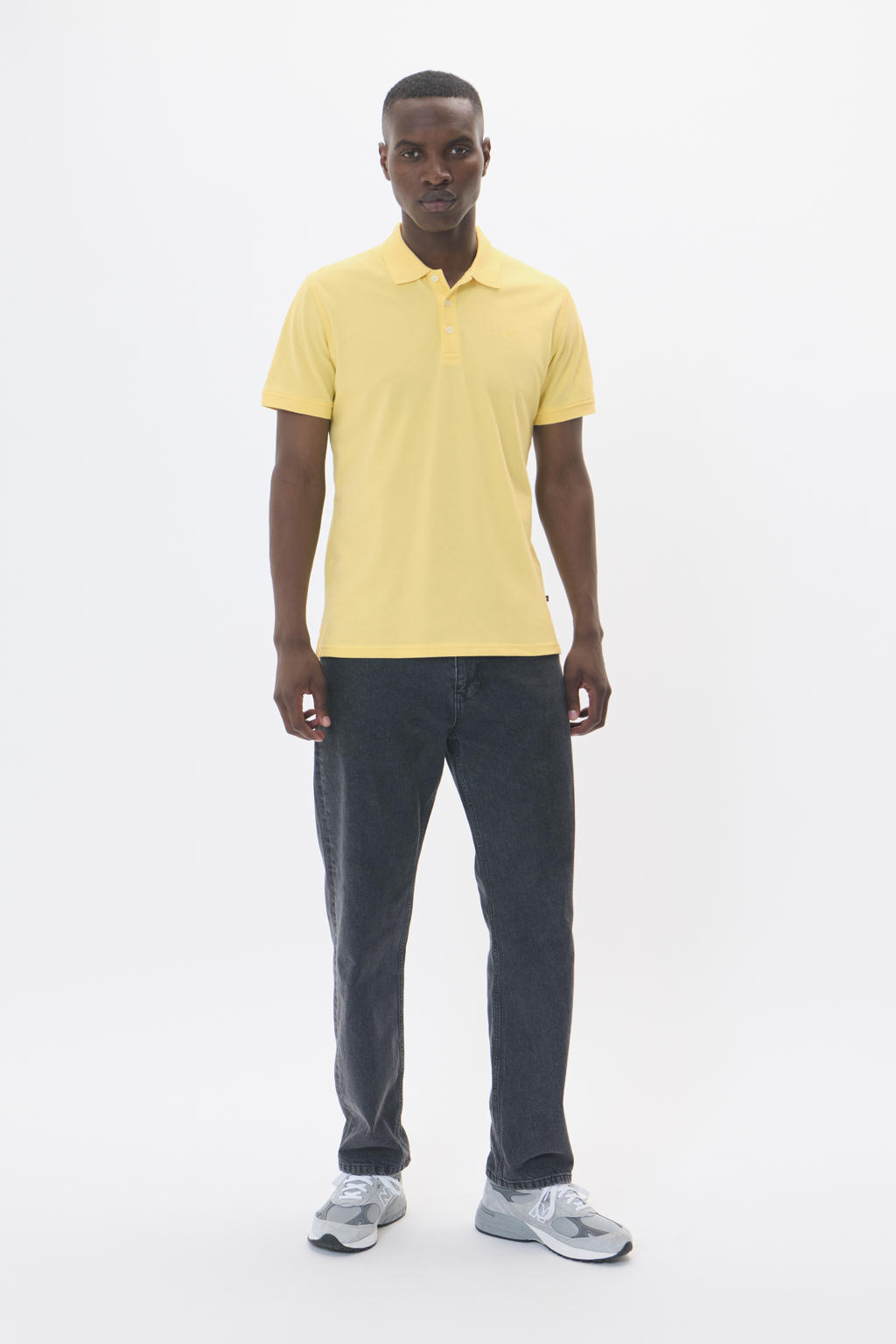 Gele heren Matinique regular fit polo MApoleo van katoen met effen, korte mouwen en klassieke kraag