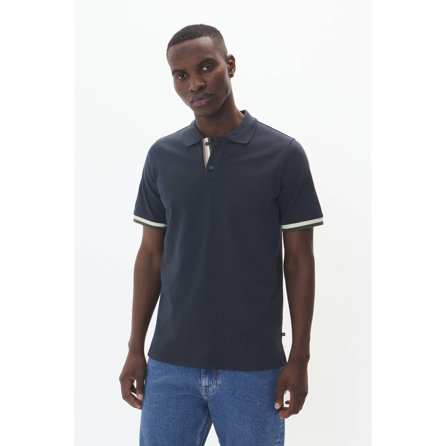 MATINIQUE Heren Polo's & T-shirts Mascout Polo Stripe Donkerblauw