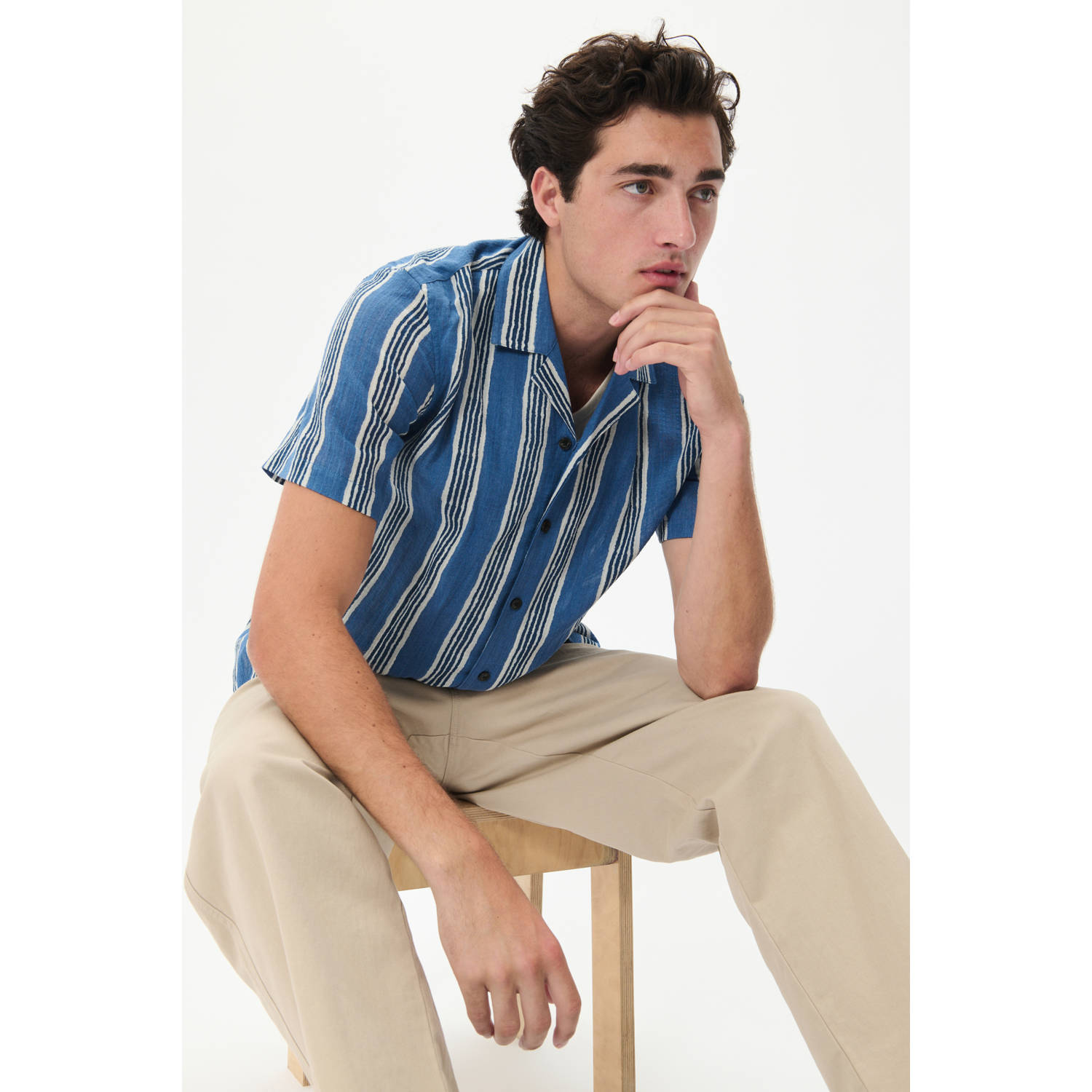 Matinique regular fit overhemd MAklampo blauw