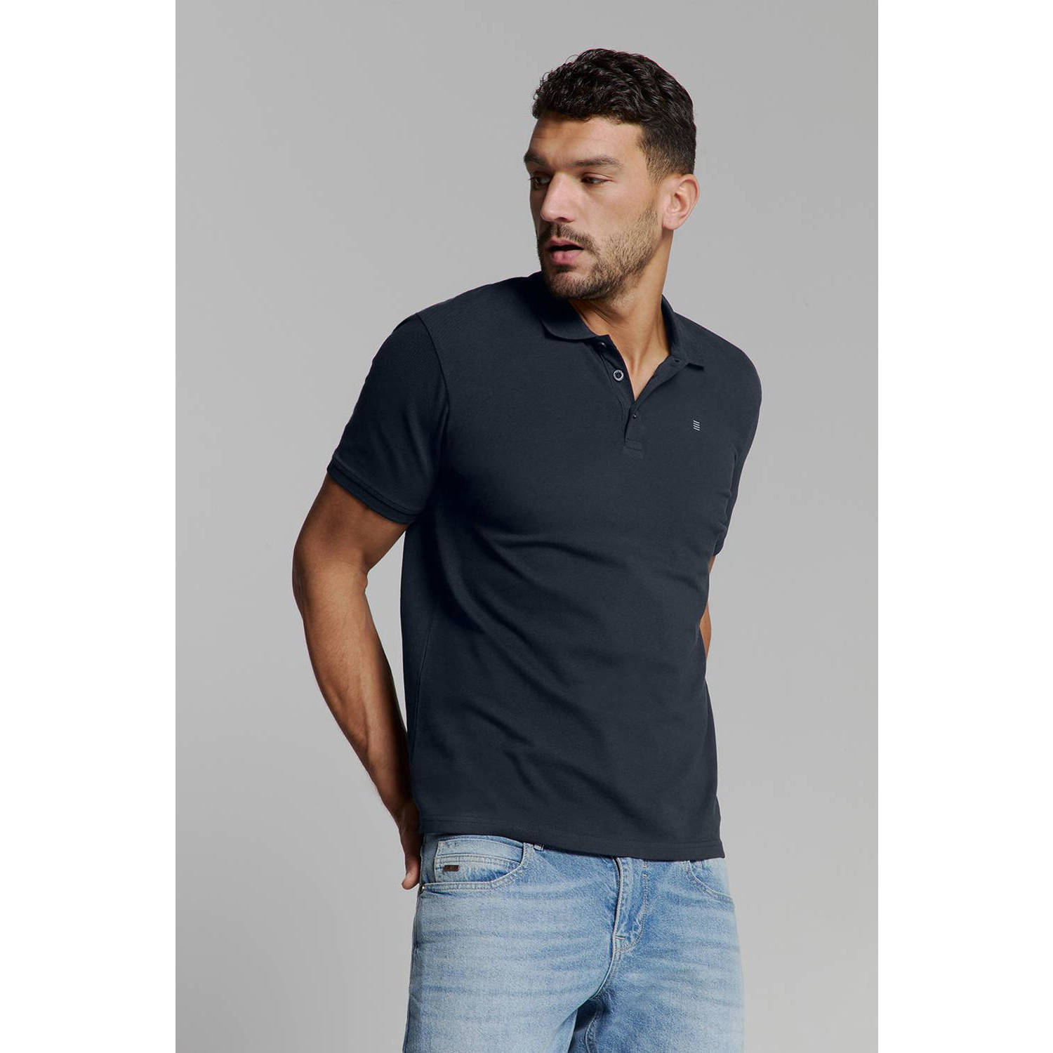 No Excess regular polo donkerblauw