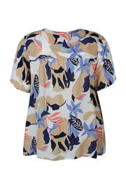 thumbnail: Multikleurige dames Zhenzi blousetop van viscose met korte mouwen en V-hals