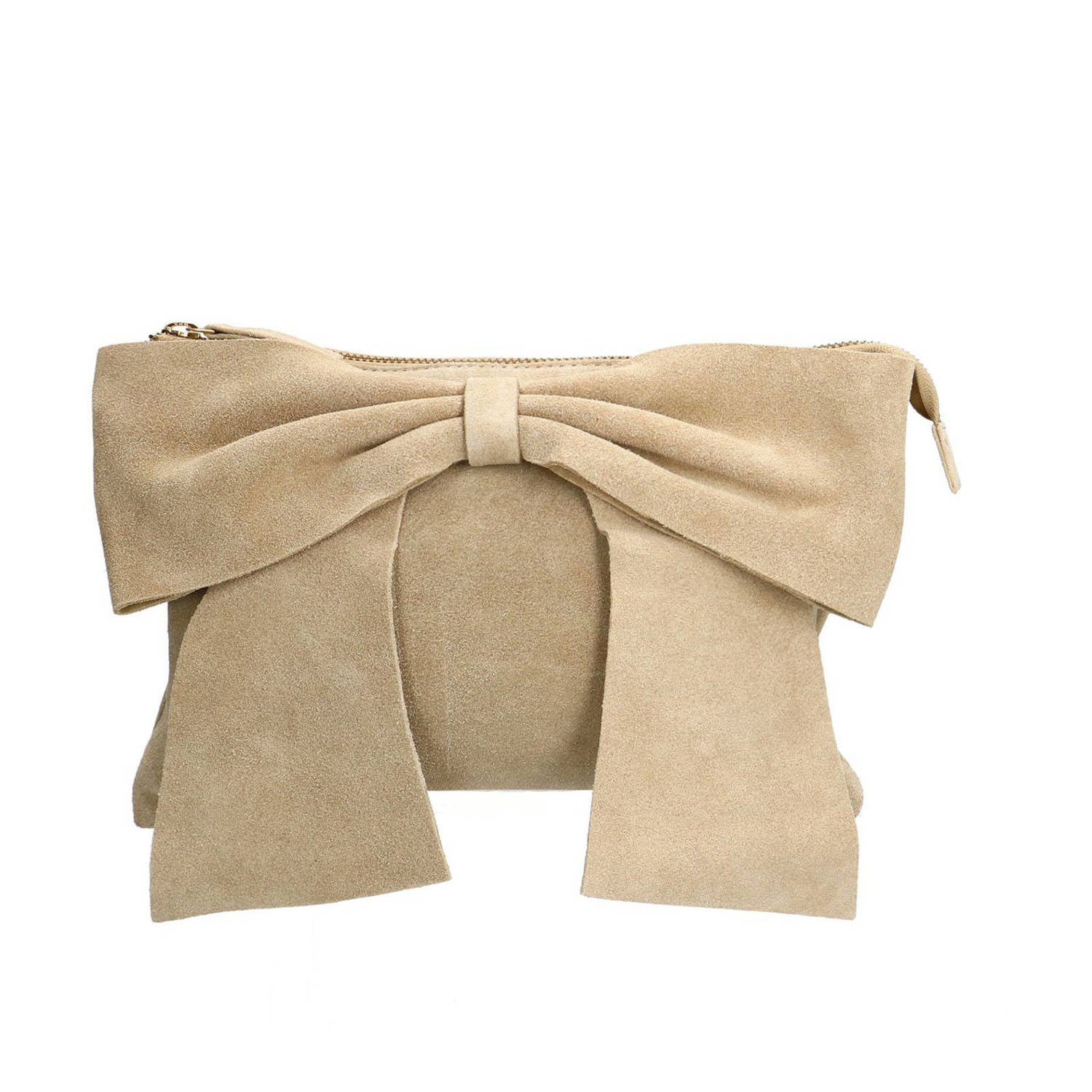 Manfield suede crossbody tas beige