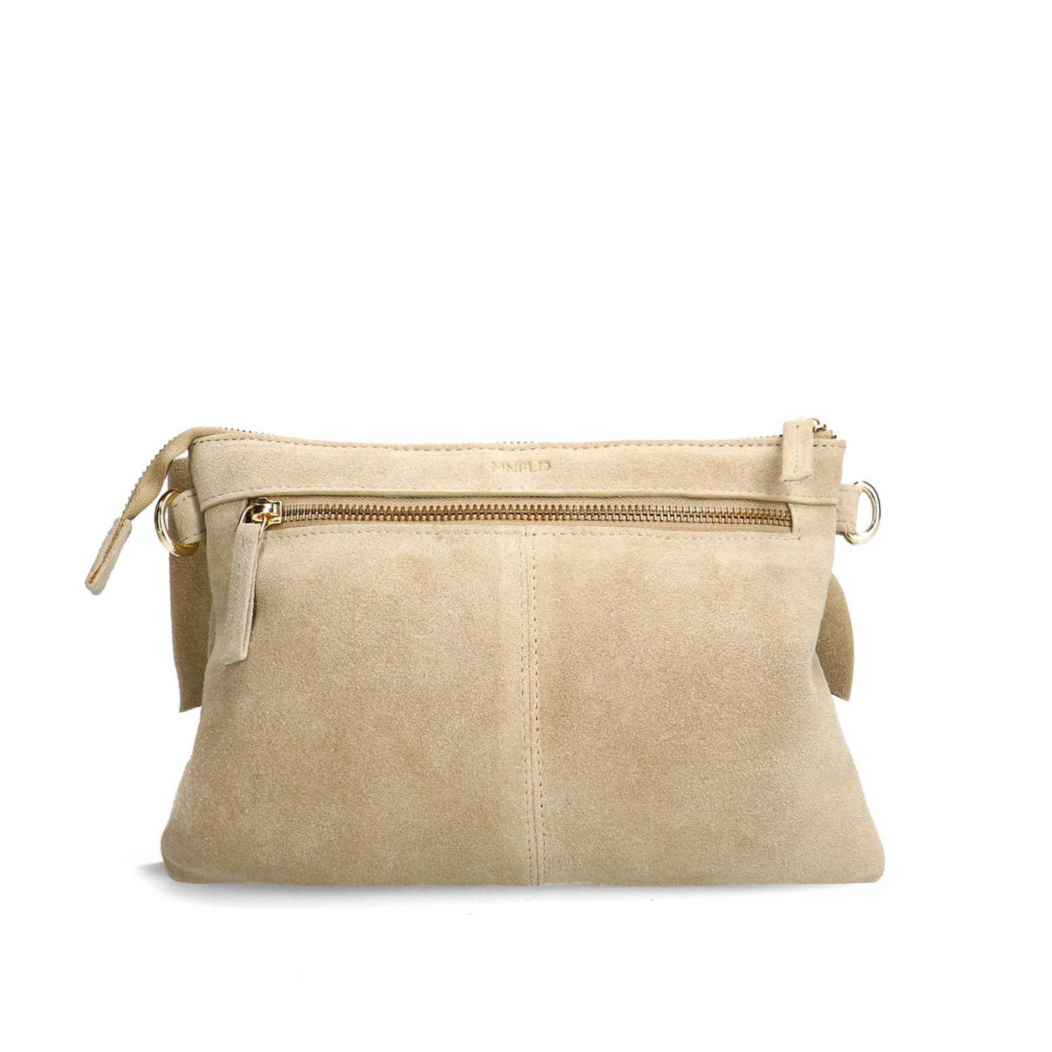 Manfield suede crossbody tas beige