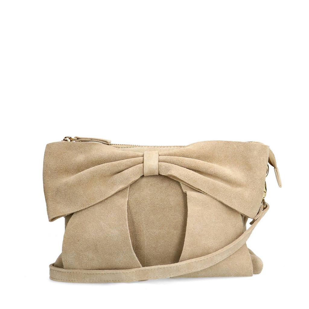 Manfield suede crossbody tas beige