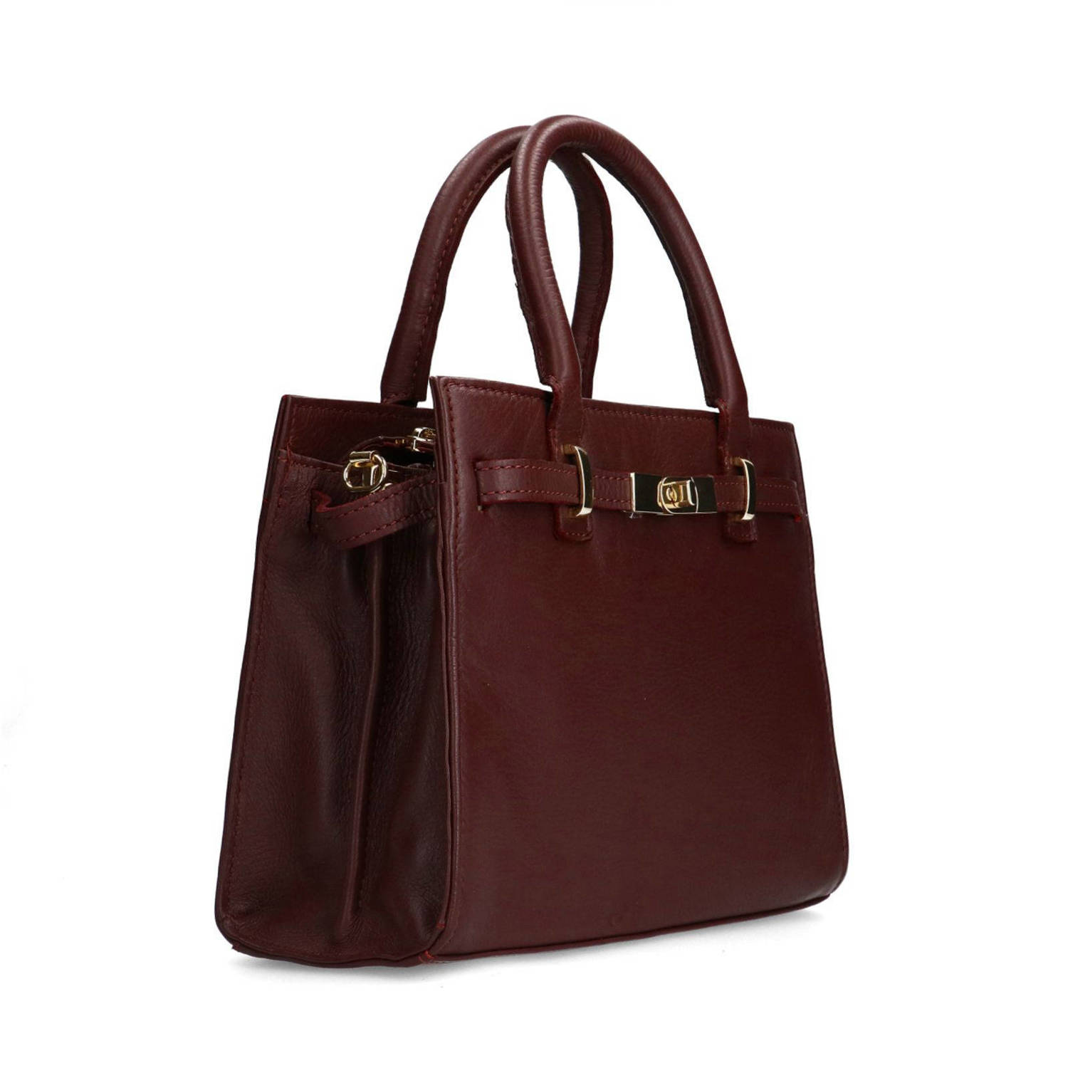 Manfield leren handtas donkerrood