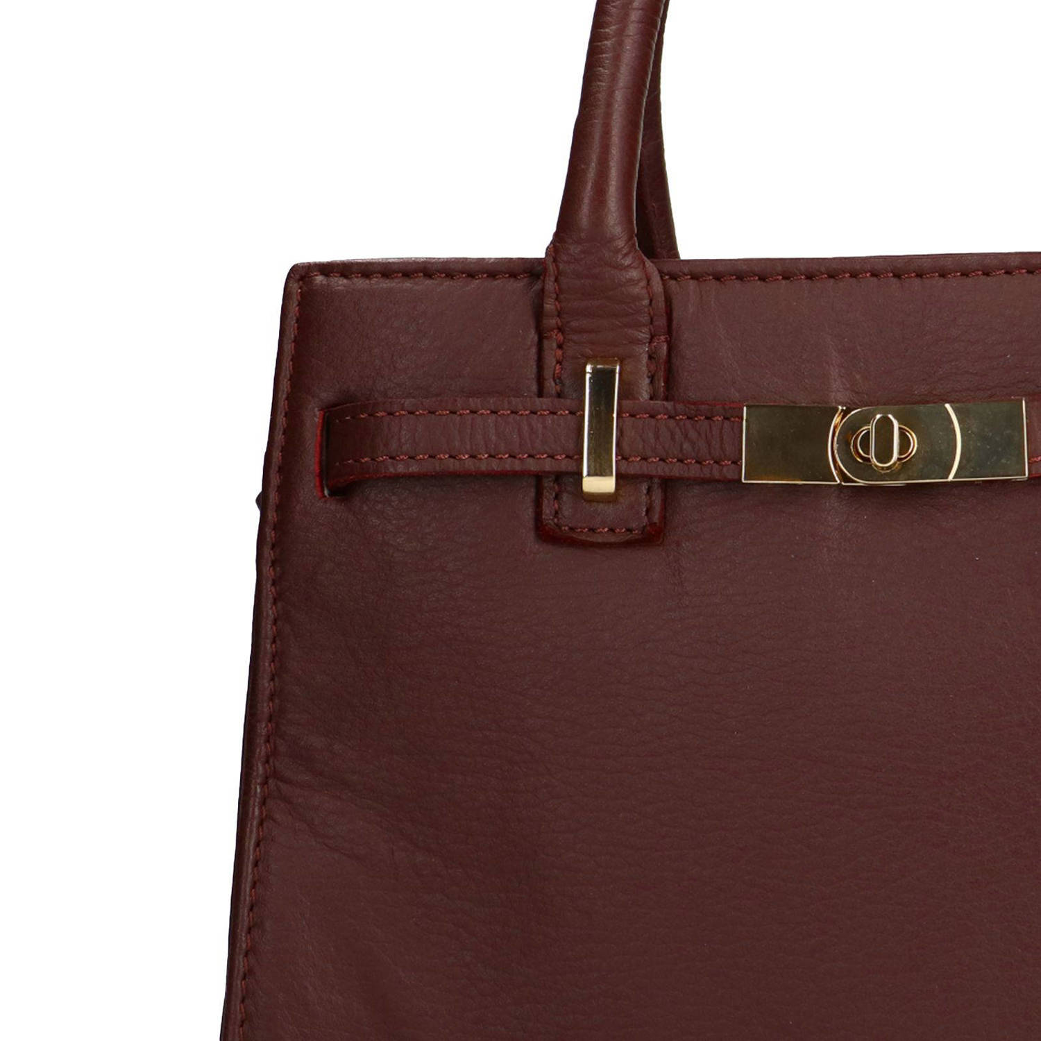 Manfield leren handtas donkerrood