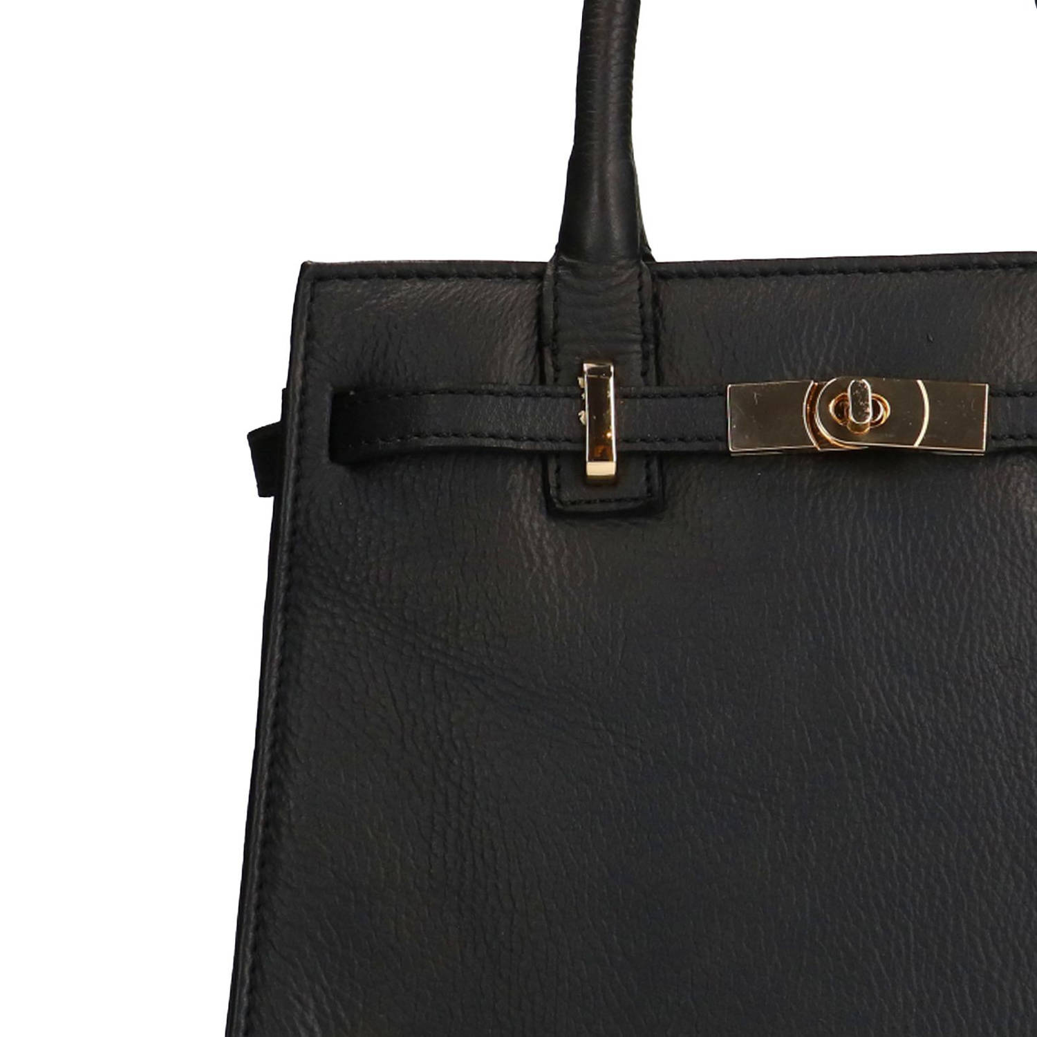 Manfield leren handtas zwart