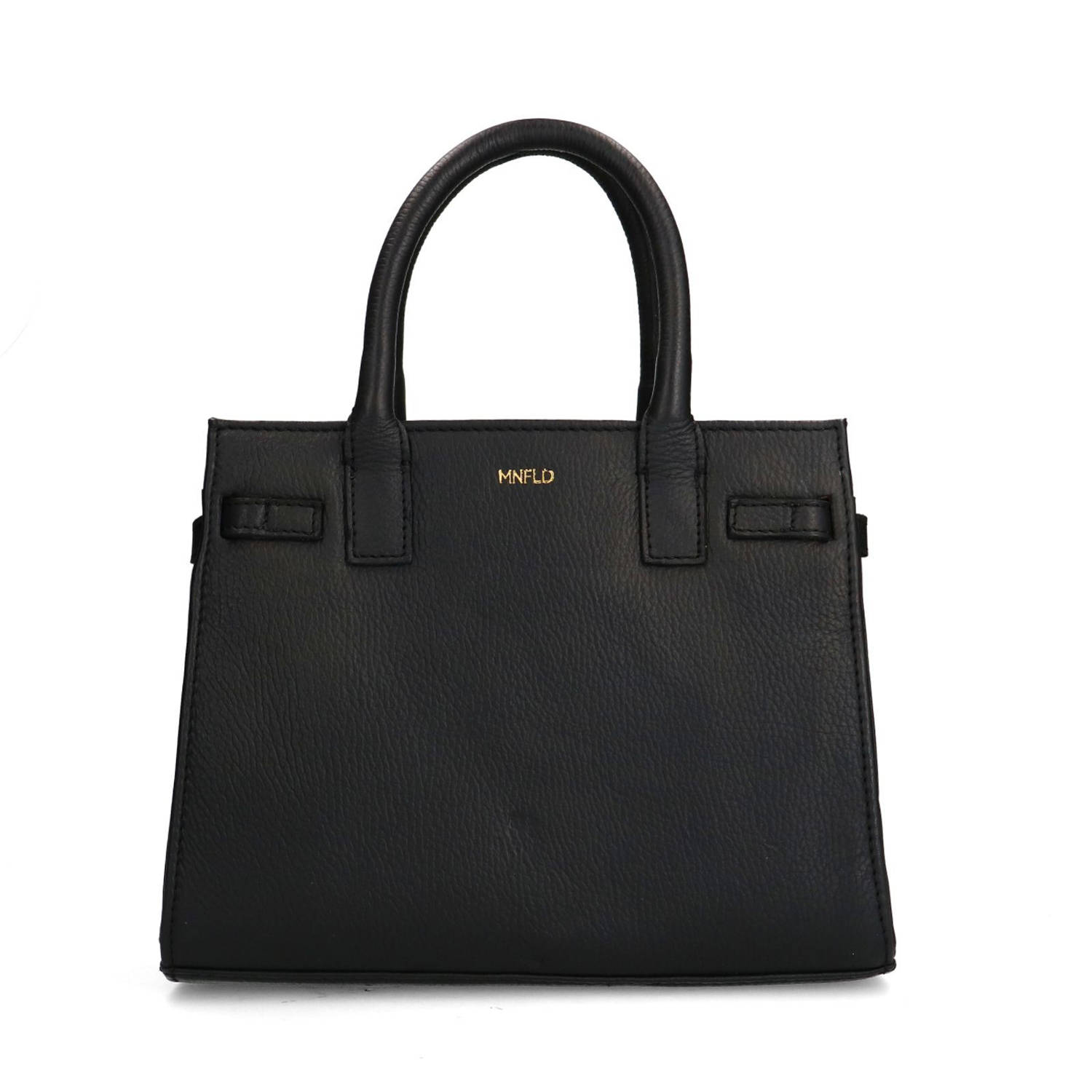 Manfield leren handtas zwart