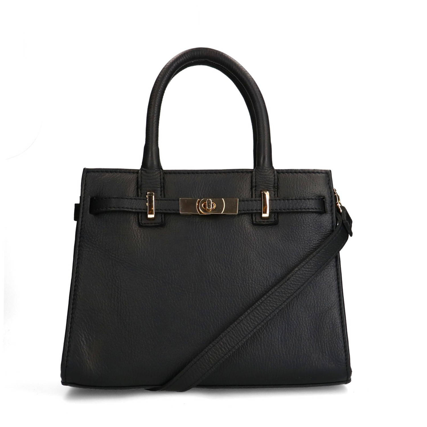 Manfield leren handtas zwart